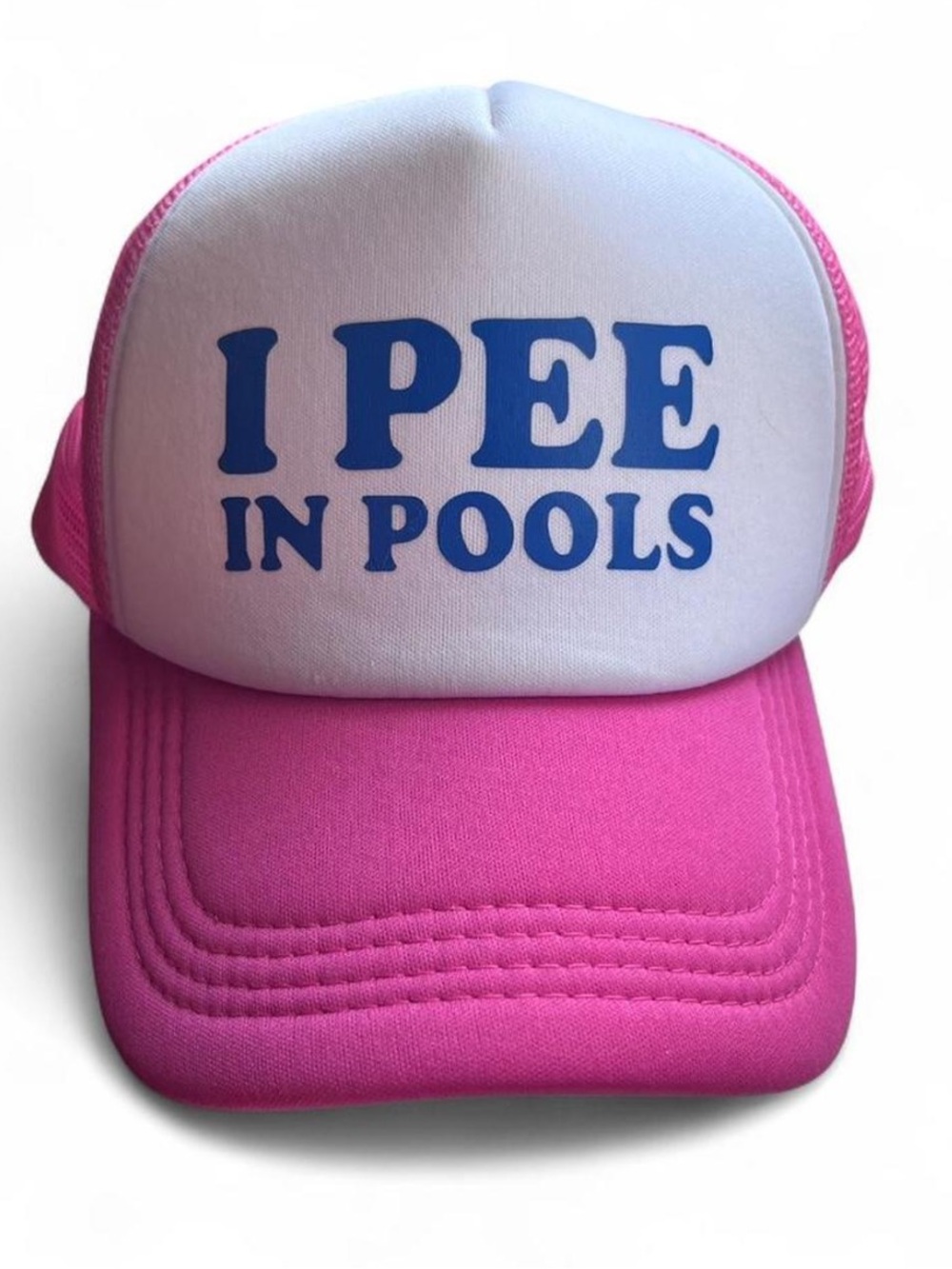 I Pee in Pools Pink and Blue Trucker Hat OSFA Unisex Adults